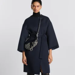 Alternative view of Mini Saddle Jacquard Oblique und Glattes Blaues Kalbsleder