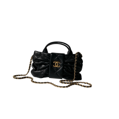 Mini Bow Bag Schwarz und Gold 26 cm