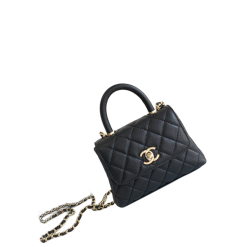 Mini Coco Henkeltasche Lammleder Goldfarbenem Metall Schwarz