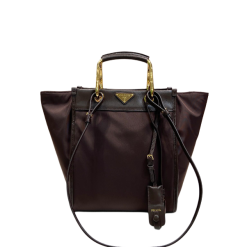 Brandy Große Tote Bag Aus Re-Nylon Und Leder Kakaobraun