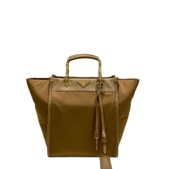 Brandy Große Tote Bag Aus Re-Nylon Und Leder Zimt