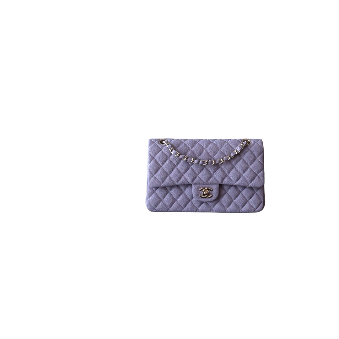 Klassiche 11.12 Tasche Lammleder Silberfarbenes Metall Fliederfarben 15.5x25.5x6.5cm