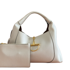 Softbit Maxi Schultertasche Weißes Genarbtes Leder