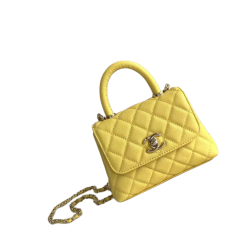 Mini Coco Henkeltasche Lammleder Goldfarbenem Metall Kanariengelb