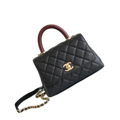 Coco Henkeltasche Lammleder Goldfarbenem Metall Schwarz Rotwein