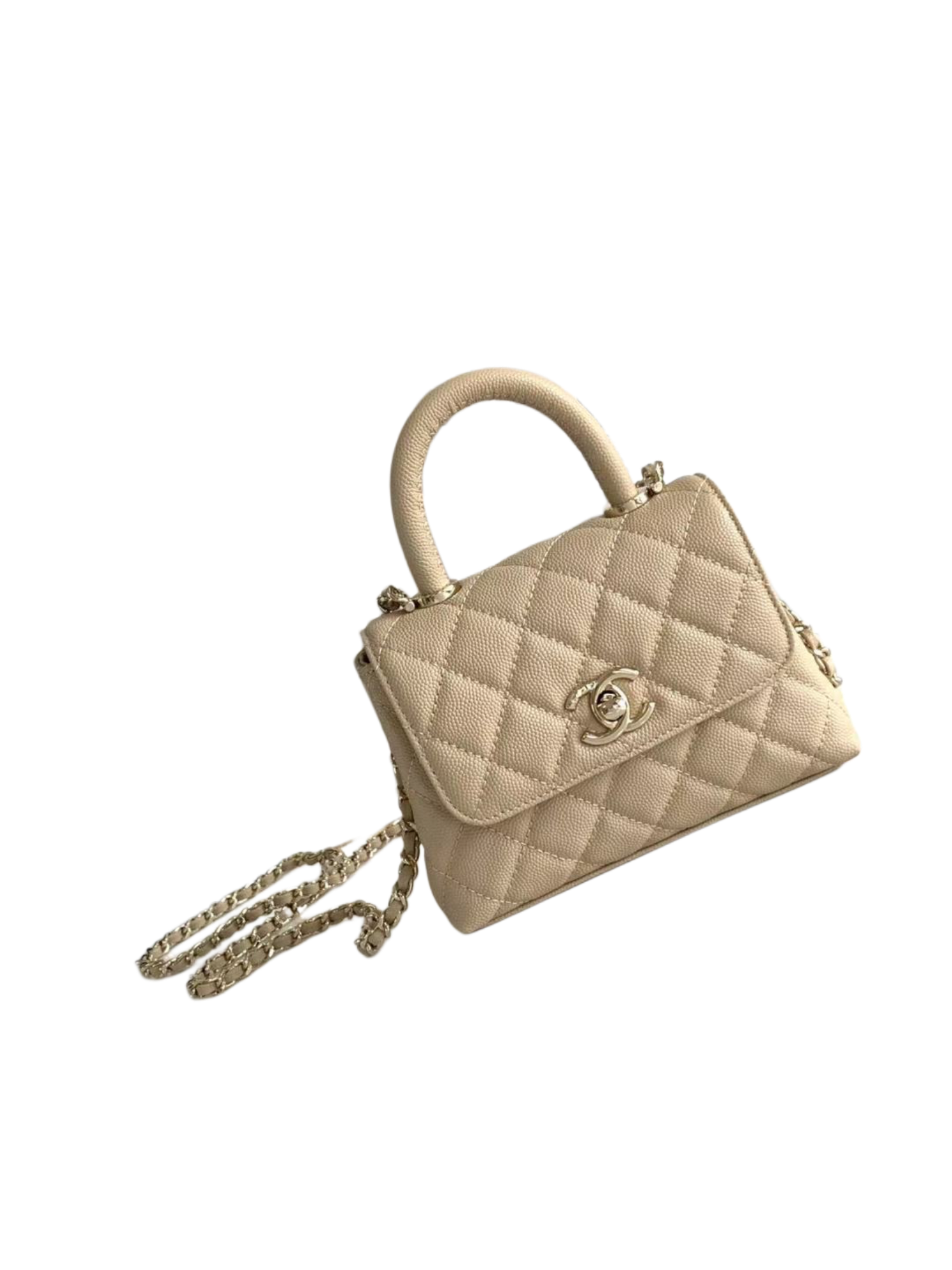 Mini Coco Henkeltasche Lammleder Goldfarbenem Metall Hellbraun
