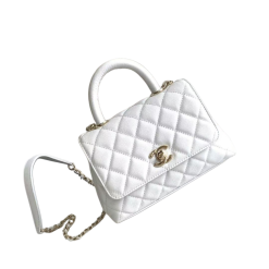 Coco Henkeltasche Lammleder Goldfarbenem Metall Weiß