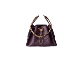 Kleine 25 Tasche Genarbtes Kalbsleder Goldfarbenes Metall Dunkler Rotwein