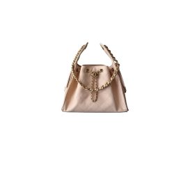 Kleine 25 Tasche Genarbtes Kalbsleder Goldfarbenes Metall Hellrosa