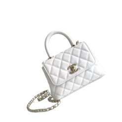 Mini Coco Henkeltasche Lammleder Goldfarbenem Metall Weiß