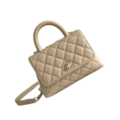 Coco Henkeltasche Lammleder Goldfarbenem Metall Hellbraun