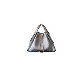 Kleine 25 Tasche  Genarbtes Kalbsleder Goldfarbenes Metall Glänzendes Silber