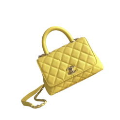 Coco Henkeltasche Lammleder Goldfarbenem Metall Kanariengelb