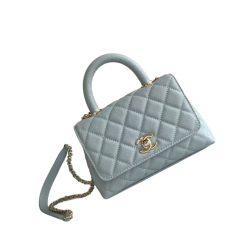 Coco Henkeltasche Lammleder Goldfarbenem Metall Meer