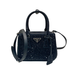 Galleria Mini Bag Aus Satin Mit Kristallen Schwarz