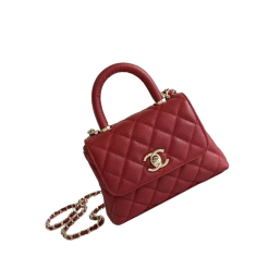 Mini Coco Henkeltasche Lammleder Goldfarbenem Metall Schwarz Bordeaux