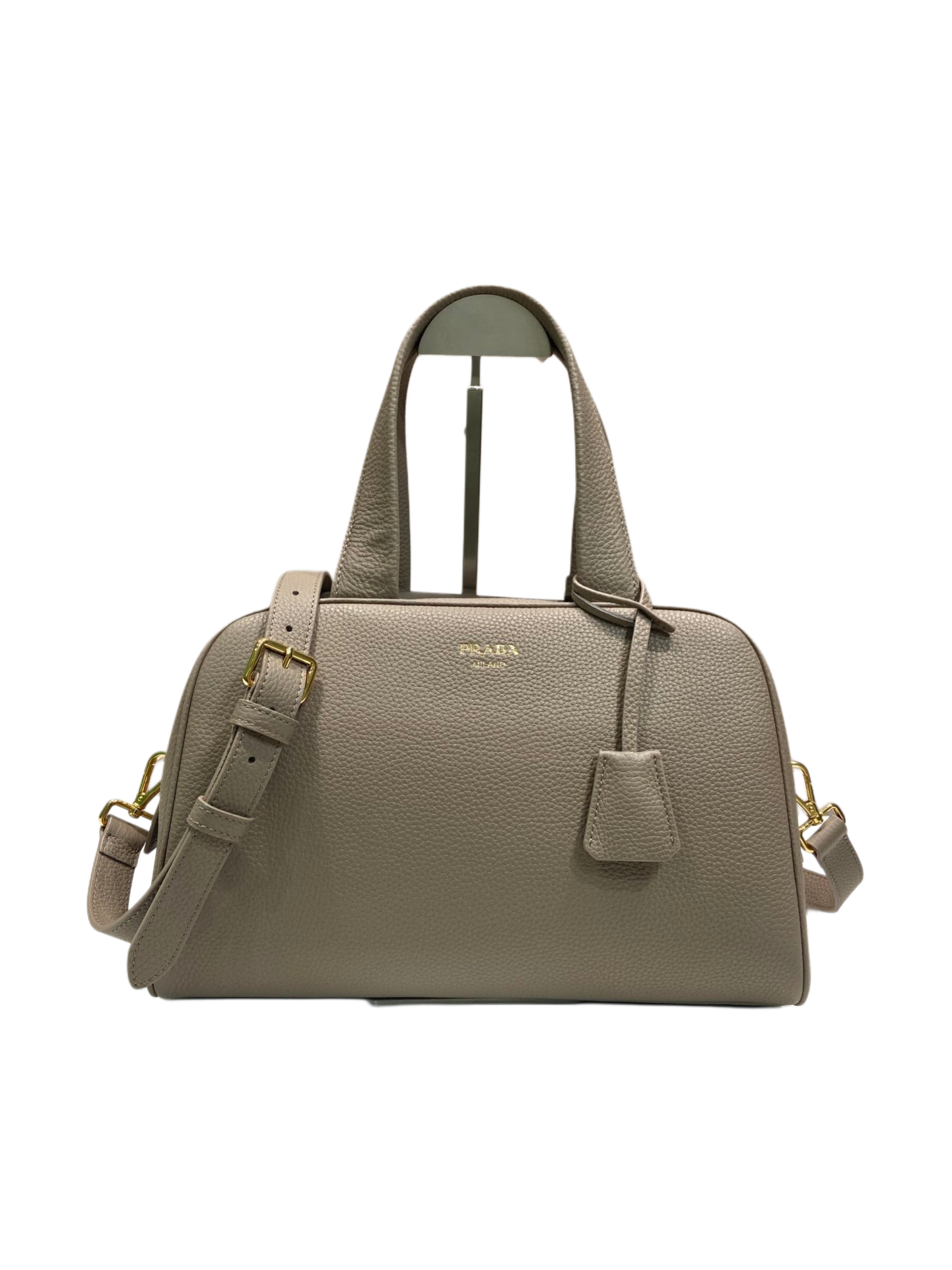 Große Henkeltasche Aus Leder Lehmgrau