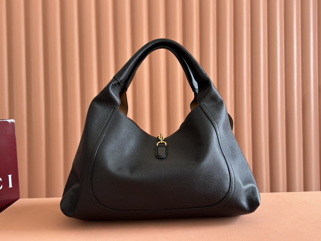 Softbit Maxi Schultertasche Schwarzes Genarbtes Leder – Bild 4