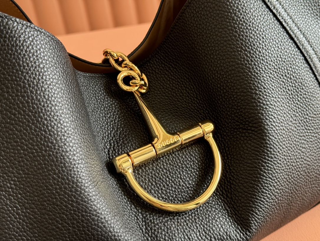 Softbit Maxi Schultertasche Schwarzes Genarbtes Leder – Bild 9