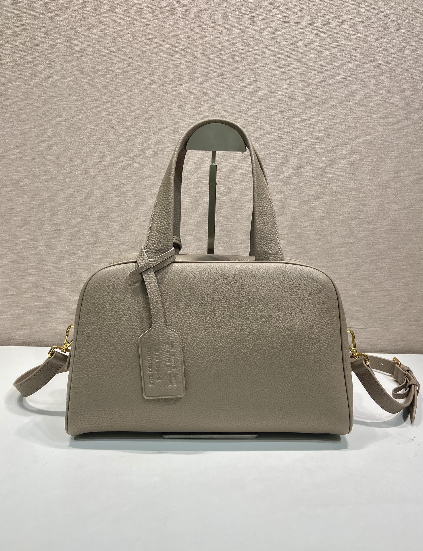 Große Henkeltasche Aus Leder Lehmgrau – Bild 4